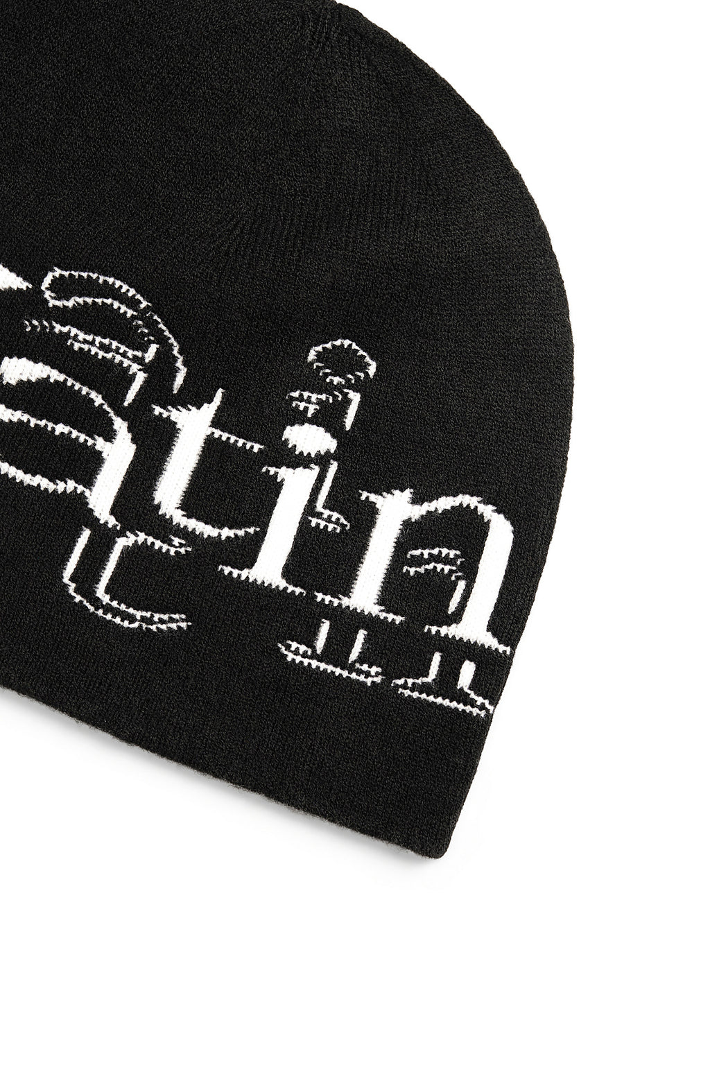 Matin Kim - Stroke Logo Jacquard Beanie (Black) product image 3 | TRAB K-Fashion Australia