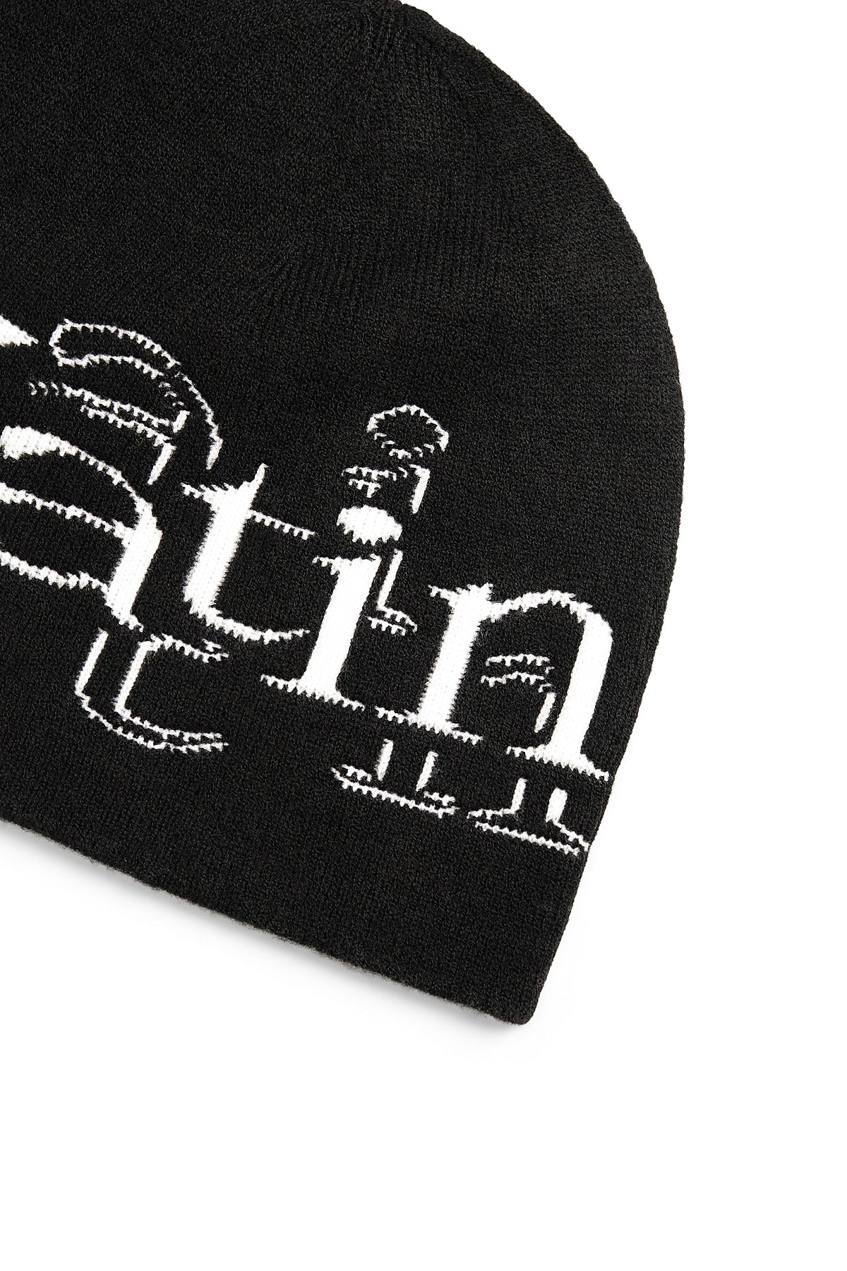 Matin Kim - Stroke Logo Jacquard Beanie (Black) product image 3 | TRAB K-Fashion Australia