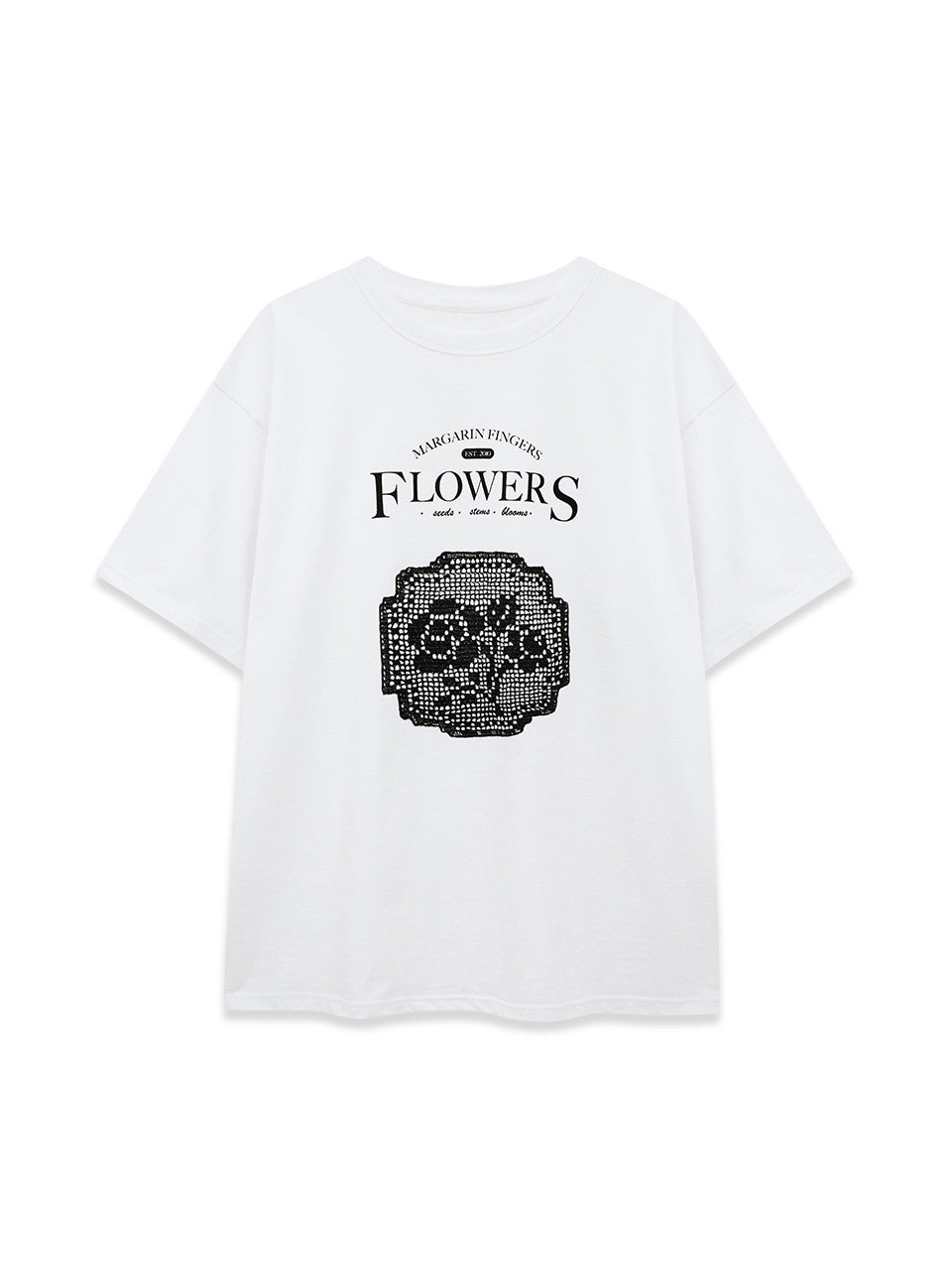 Margarin Fingers - Logo Crochet T-Shirt (White) product image 2 | TRAB K-Fashion Australia