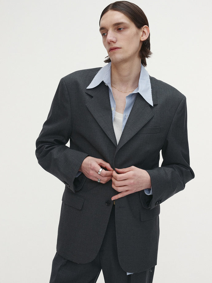 Tonywack - Virgin Wool Relaxed Tailored Jacket (Grey) product image 1 | TRAB K-Fashion Australia