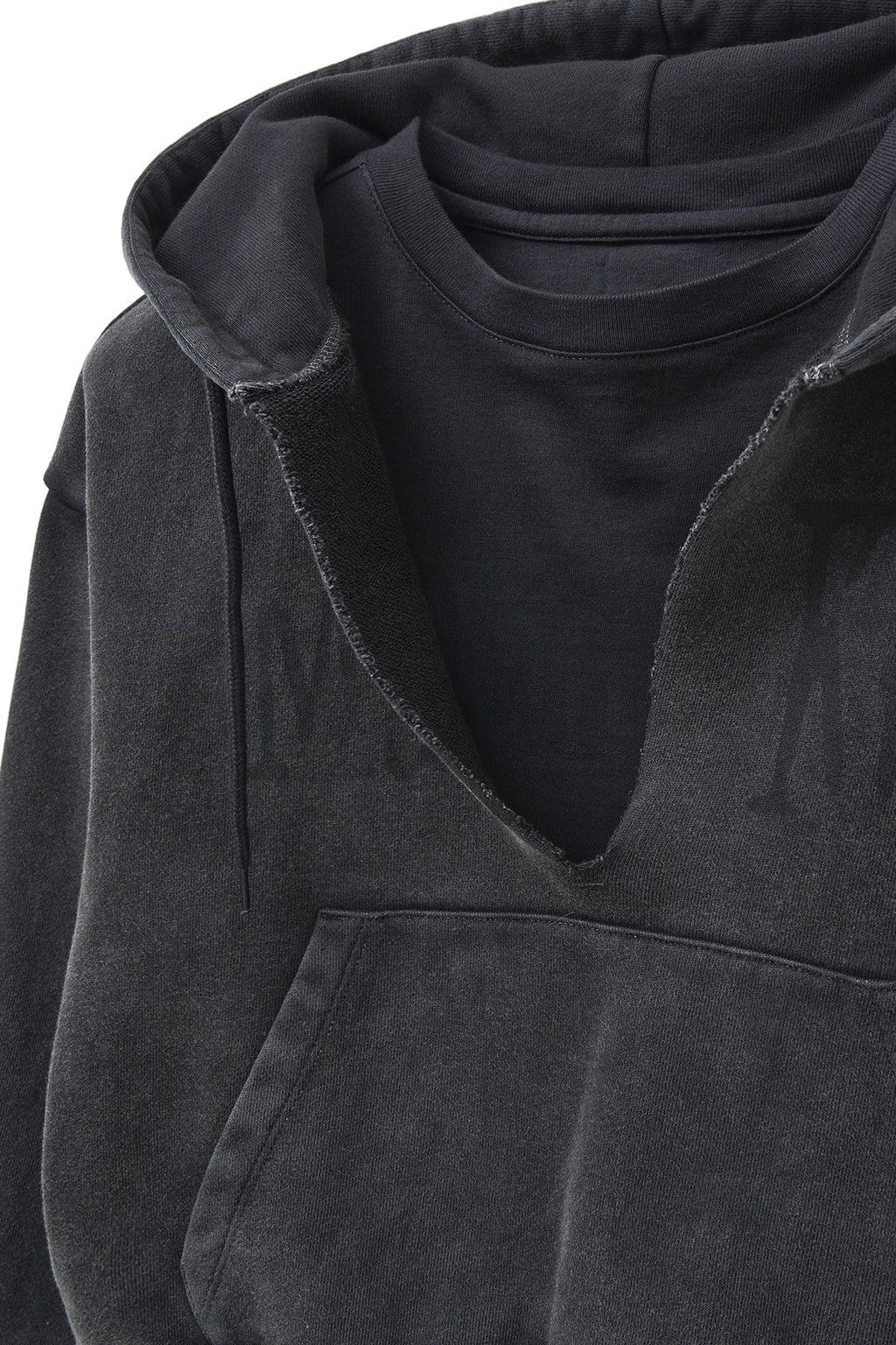 Matin Kim - Washed Layered Crop Hoody (Charcoal) product image 5 | TRAB K-Fashion Australia