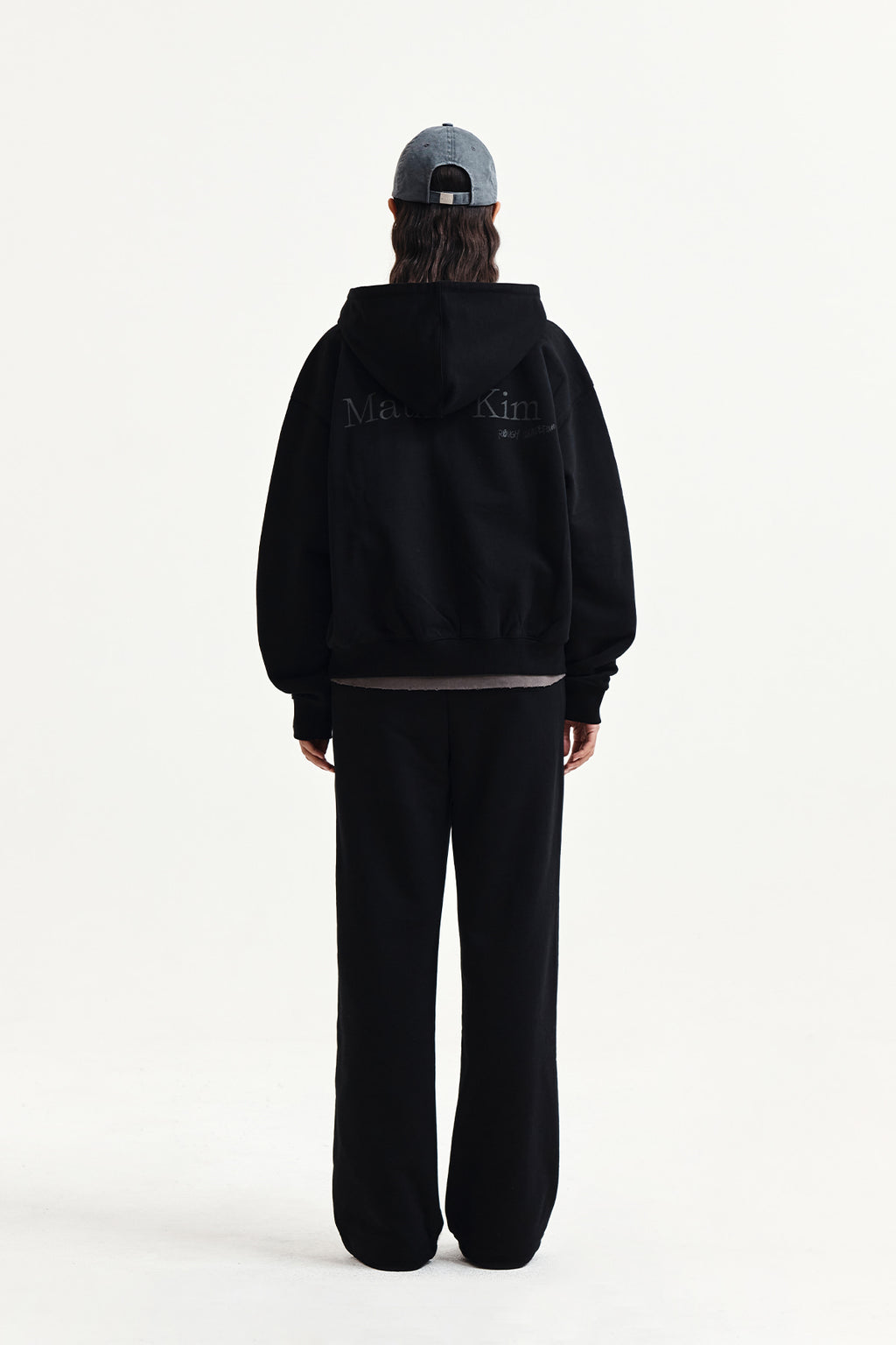 Matin Kim - Back Logo Essential Hoody Zip Up (Black) product image 8 | TRAB K-Fashion Australia