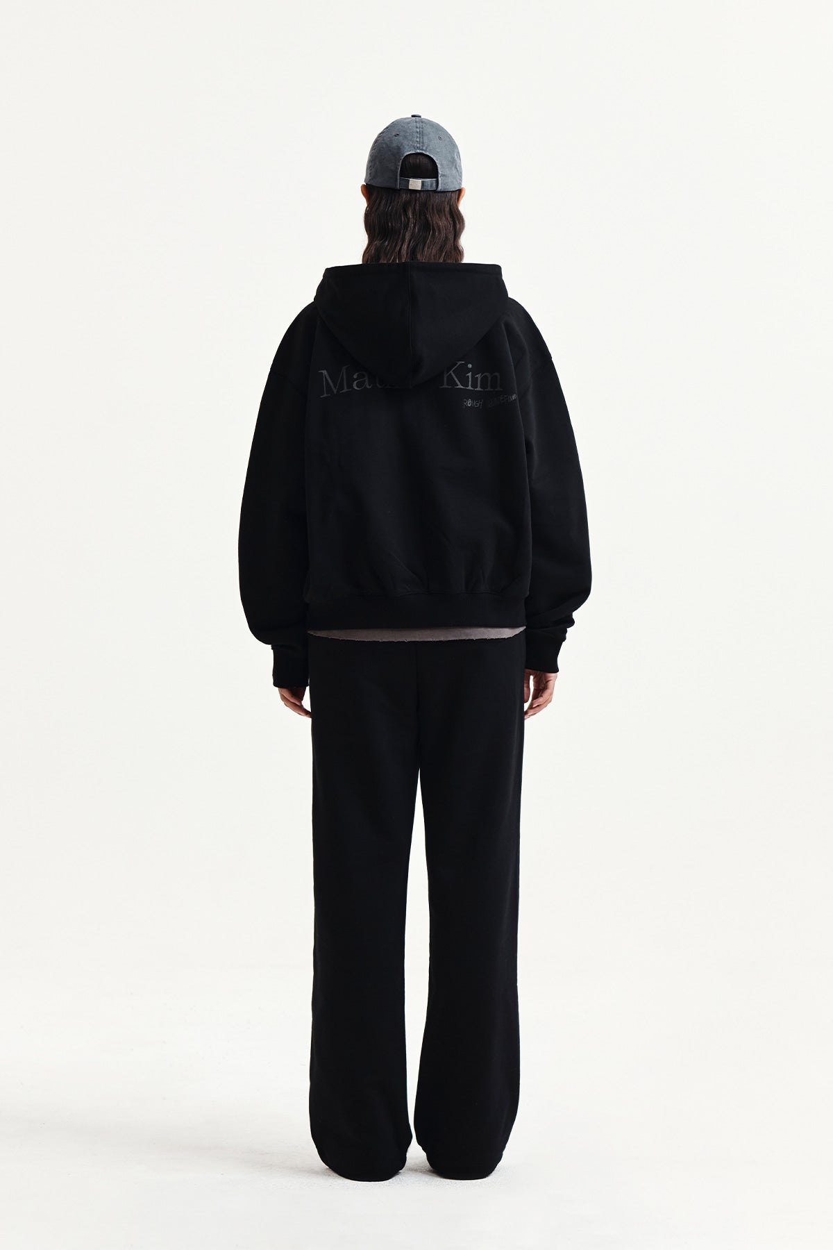 Matin Kim - Back Logo Essential Hoody Zip Up (Black) product image 8 | TRAB K-Fashion Australia