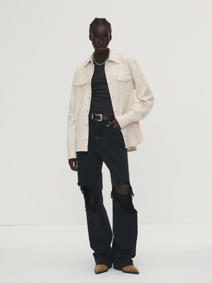 Tonywack - Washed Denim Distressed Western Shirt (Ecru) product image 3 | TRAB K-Fashion Australia