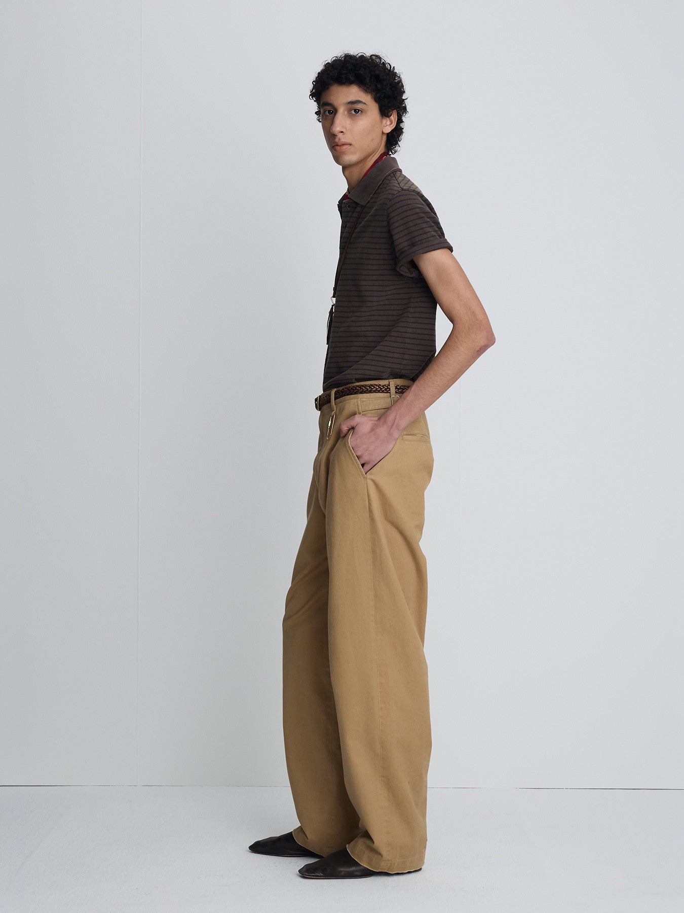 Tonywack - Garment Dyed Stripe Piqué Polo (Faded Brown) product image 3 | TRAB K-Fashion Australia