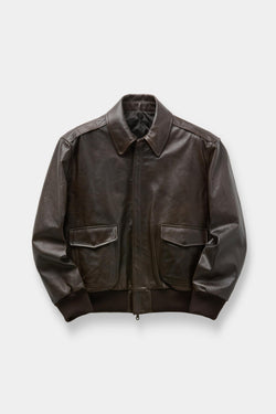 Coor - Cow Skin A-2 Leather Jacket (Dark Brown) product image 1 | TRAB K-Fashion Australia