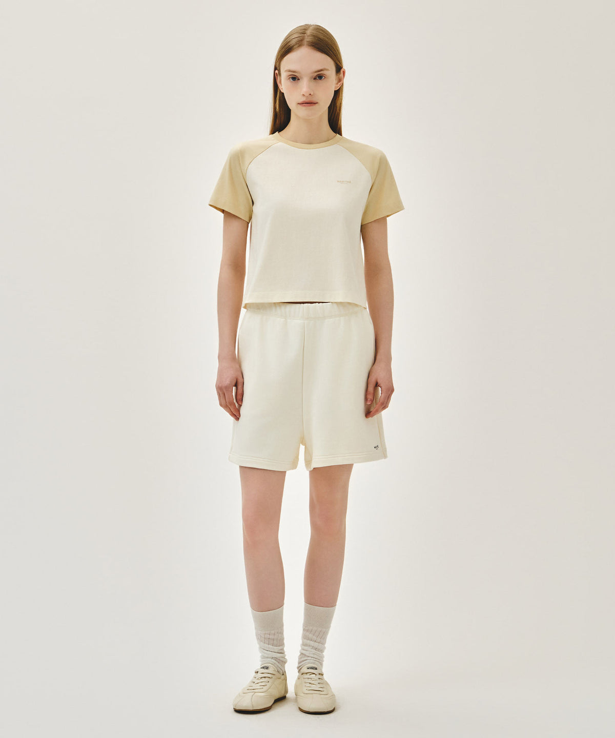 Marithe & Francois Girbaud - Small Regular Logo Raglan Crop Tee (Butter) product image 5 | TRAB K-Fashion Australia