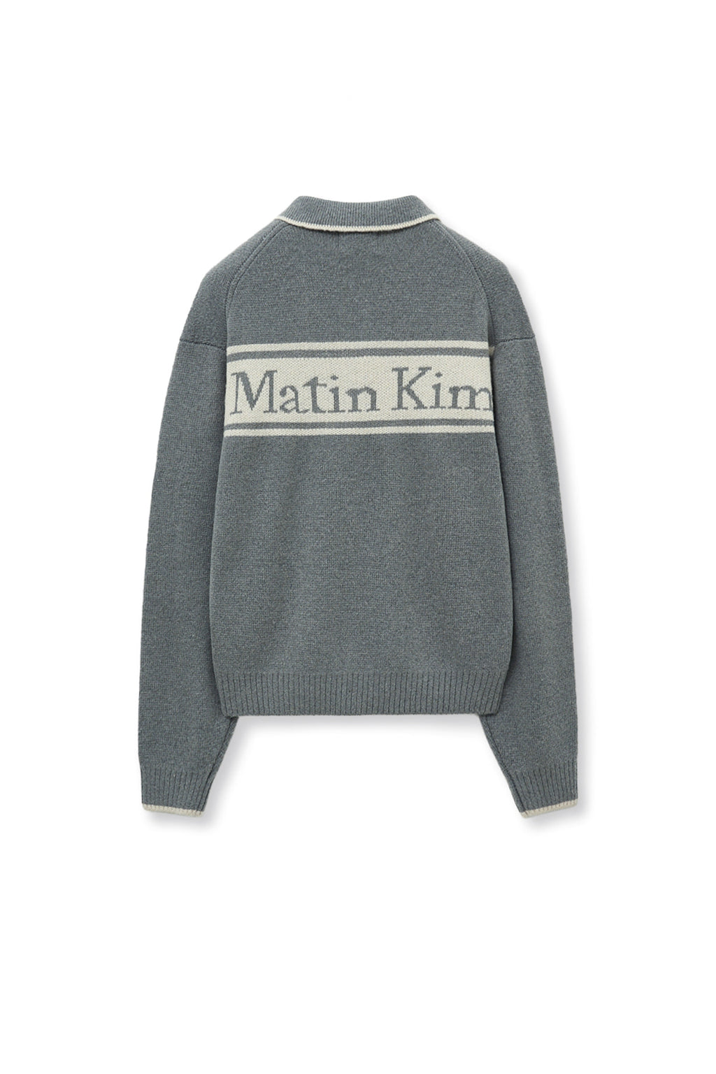 Matin Kim - Back Logo Collar Knit Top (Grey) product image 3 | TRAB K-Fashion Australia