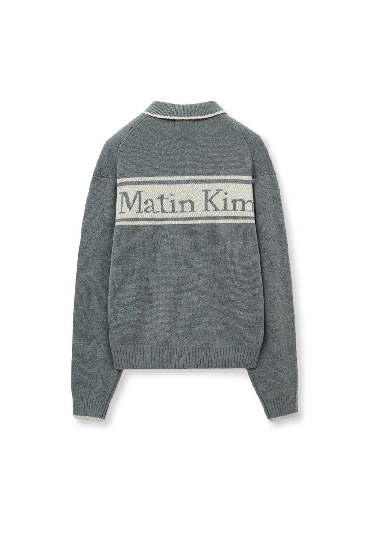 Matin Kim - Back Logo Collar Knit Top (Grey) product image 3 | TRAB K-Fashion Australia