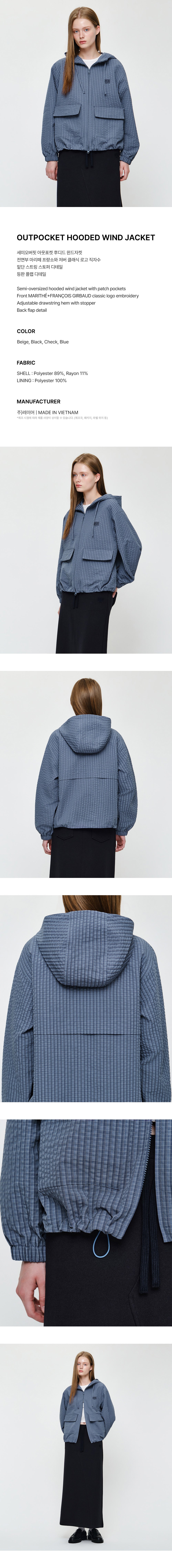 Marithe & Francois Girbaud - Outpocket Hooded Wind Jacket (Blue) product image 5 | TRAB K-Fashion Australia