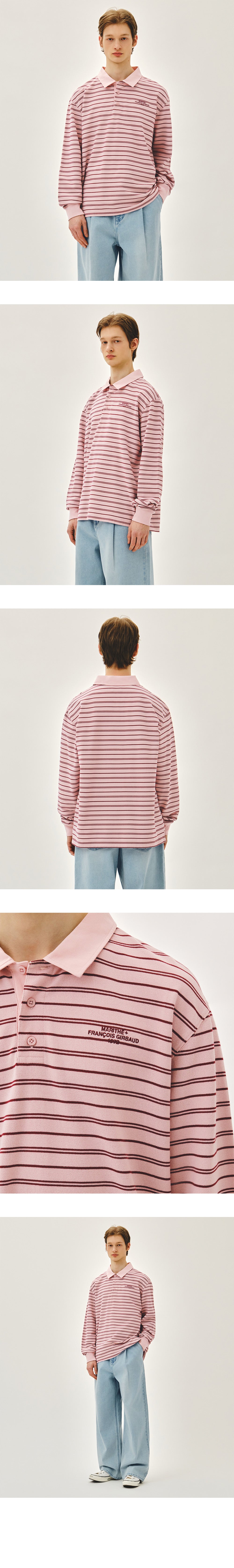 Marithe & Francois Girbaud - Stripe Pique Long Sleeve Tee (Pink) product image 5 | TRAB K-Fashion Australia