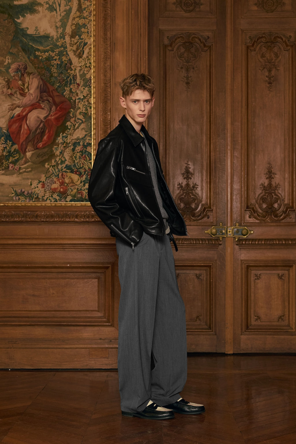 STU - Lambskin Zipper Leather Jacket (Black) product image 4 | TRAB K-Fashion Australia