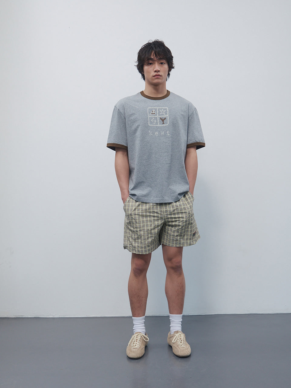 Kijun - Kewt Ringer Tee (Melange Grey) product image 3 | TRAB K-Fashion Australia