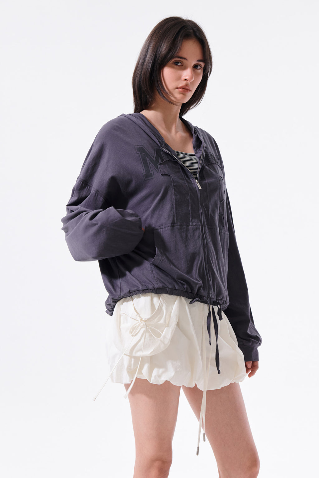 Matin Kim - Matin 16 Applique Logo Hoody Zip Up (Dark Navy) product image 12 | TRAB K-Fashion Australia