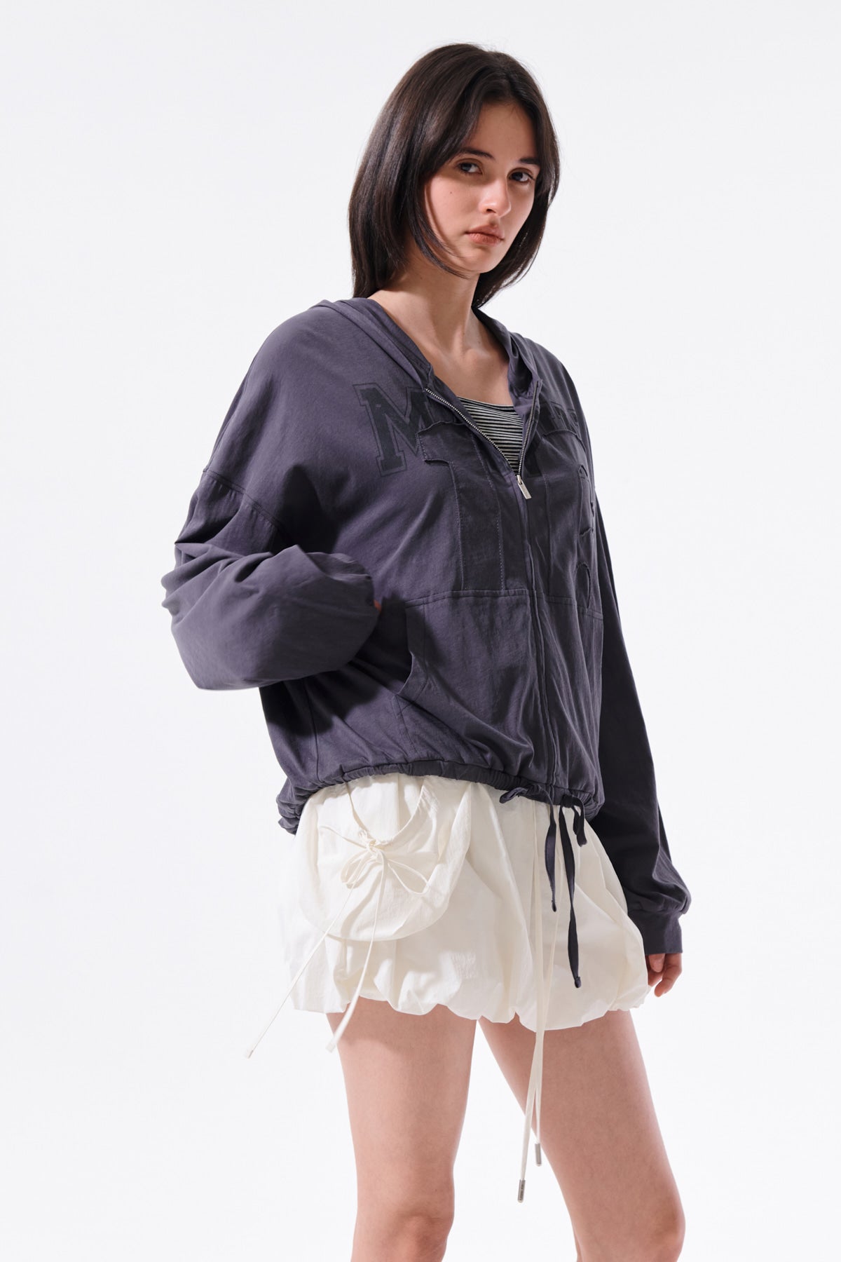 Matin Kim - Matin 16 Applique Logo Hoody Zip Up (Dark Navy) product image 12 | TRAB K-Fashion Australia