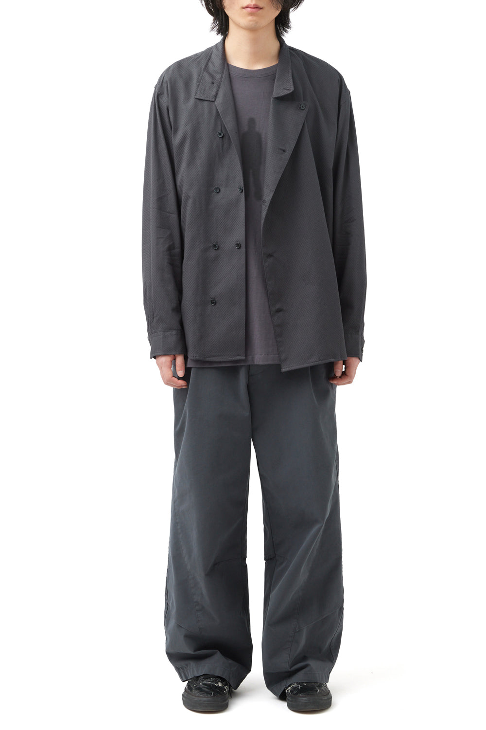 Hatchingroom - Asymmetric Double Shirt Jacquard (Charcoal) product image 3 | TRAB K-Fashion Australia