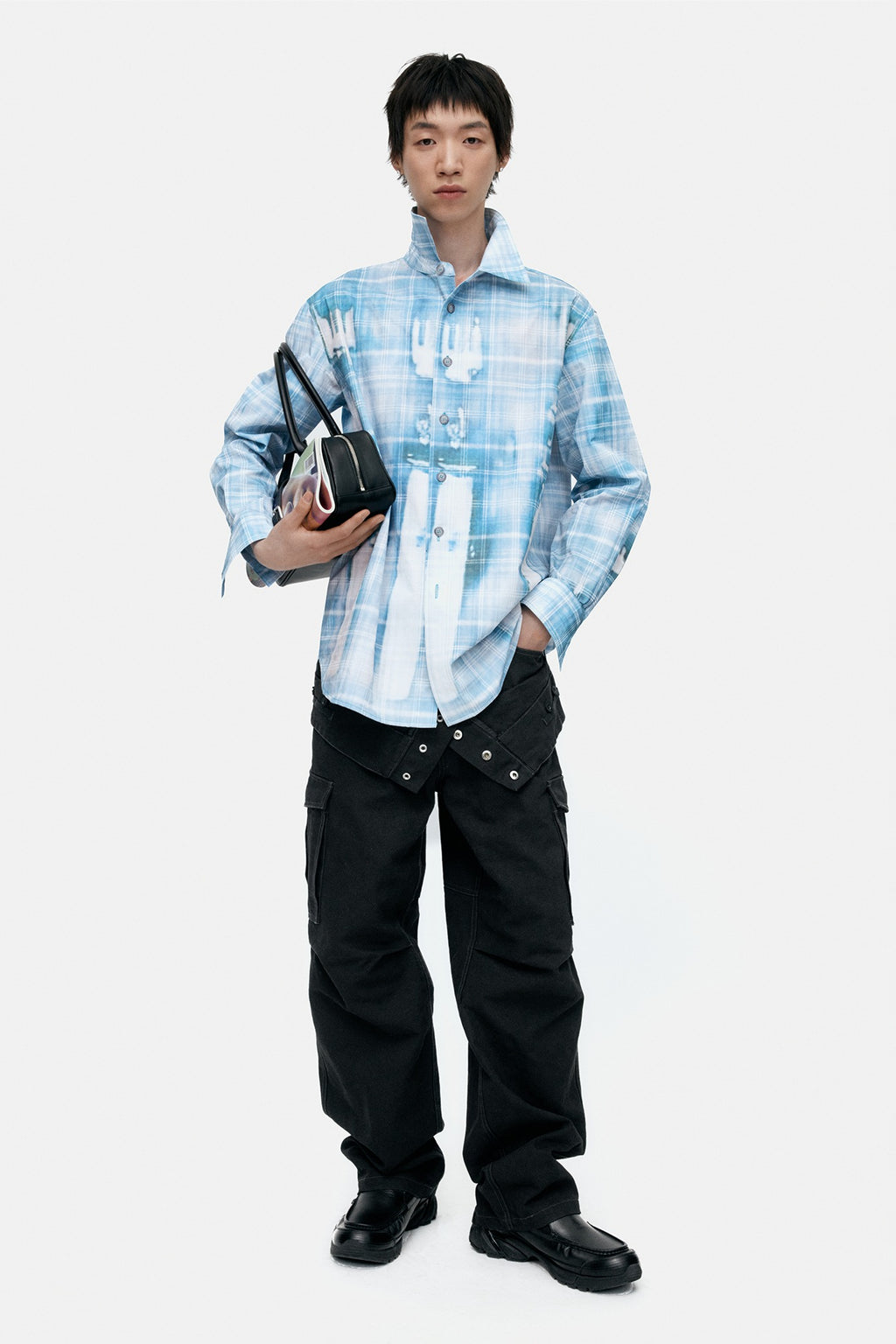 Andersson Bell - Trompe L'oeil Printed Check Shirts (Blue) product image 1 | TRAB K-Fashion Australia