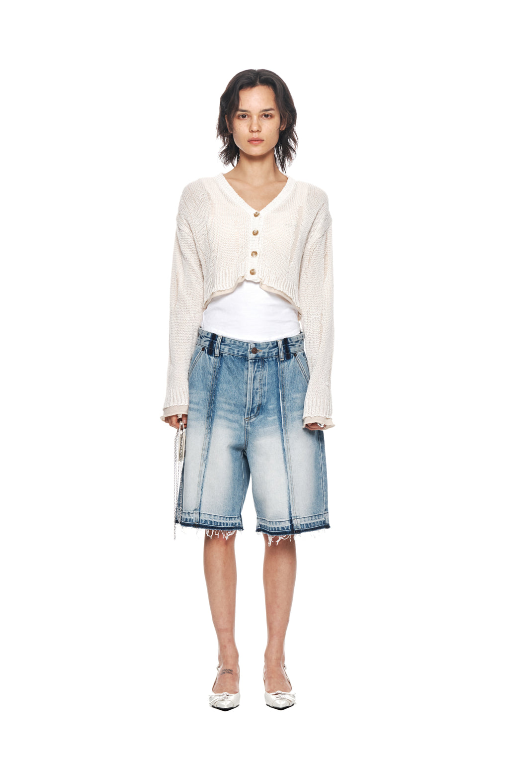 Matin Kim - Washed Half Denim Pants (Blue) product image 10 | TRAB K-Fashion Australia
