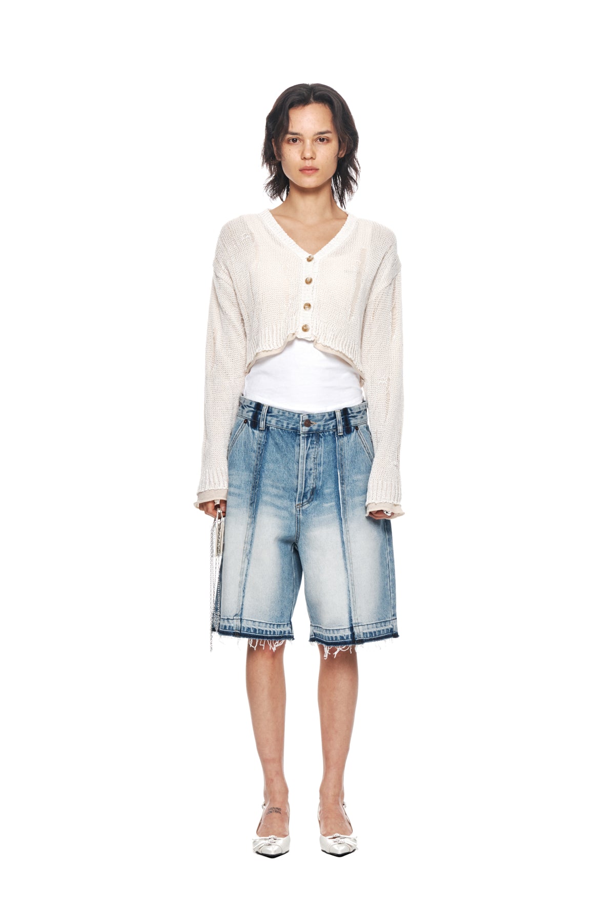 Matin Kim - Washed Half Denim Pants (Blue) product image 10 | TRAB K-Fashion Australia