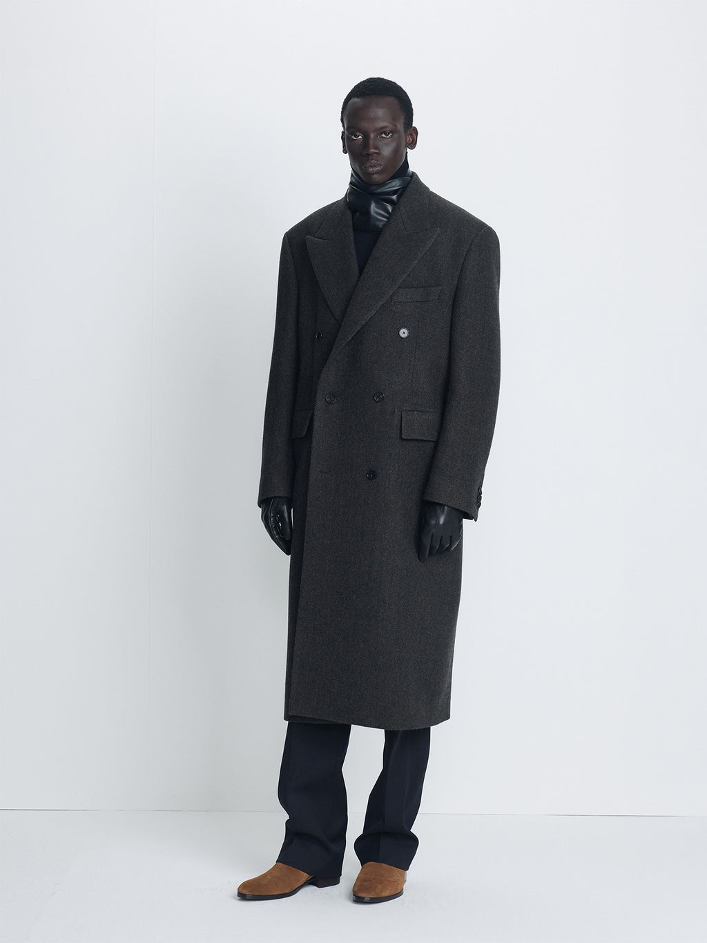 Tonywack - Herringbone Wool Double-Breasted Coat (Moss Brown) product image 3 | TRAB K-Fashion Australia