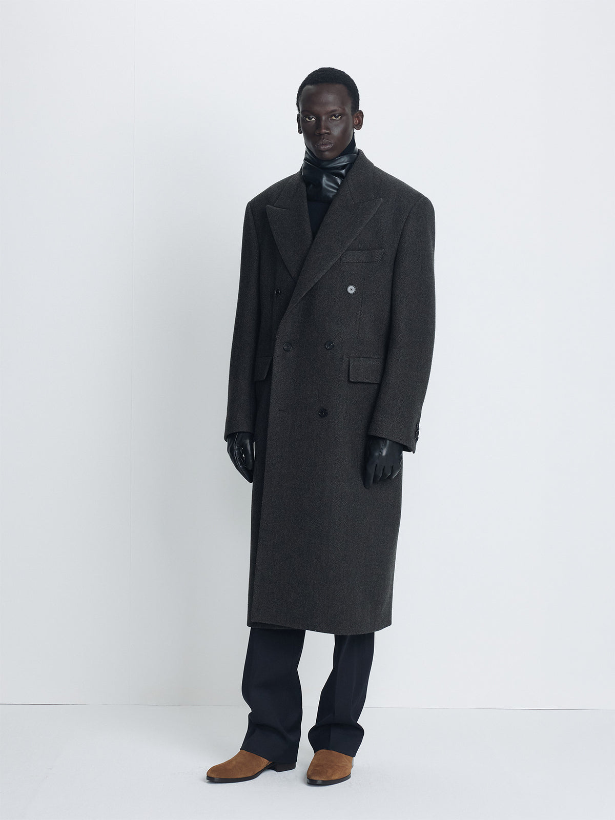 Tonywack - Herringbone Wool Double-Breasted Coat (Moss Brown) product image 3 | TRAB K-Fashion Australia