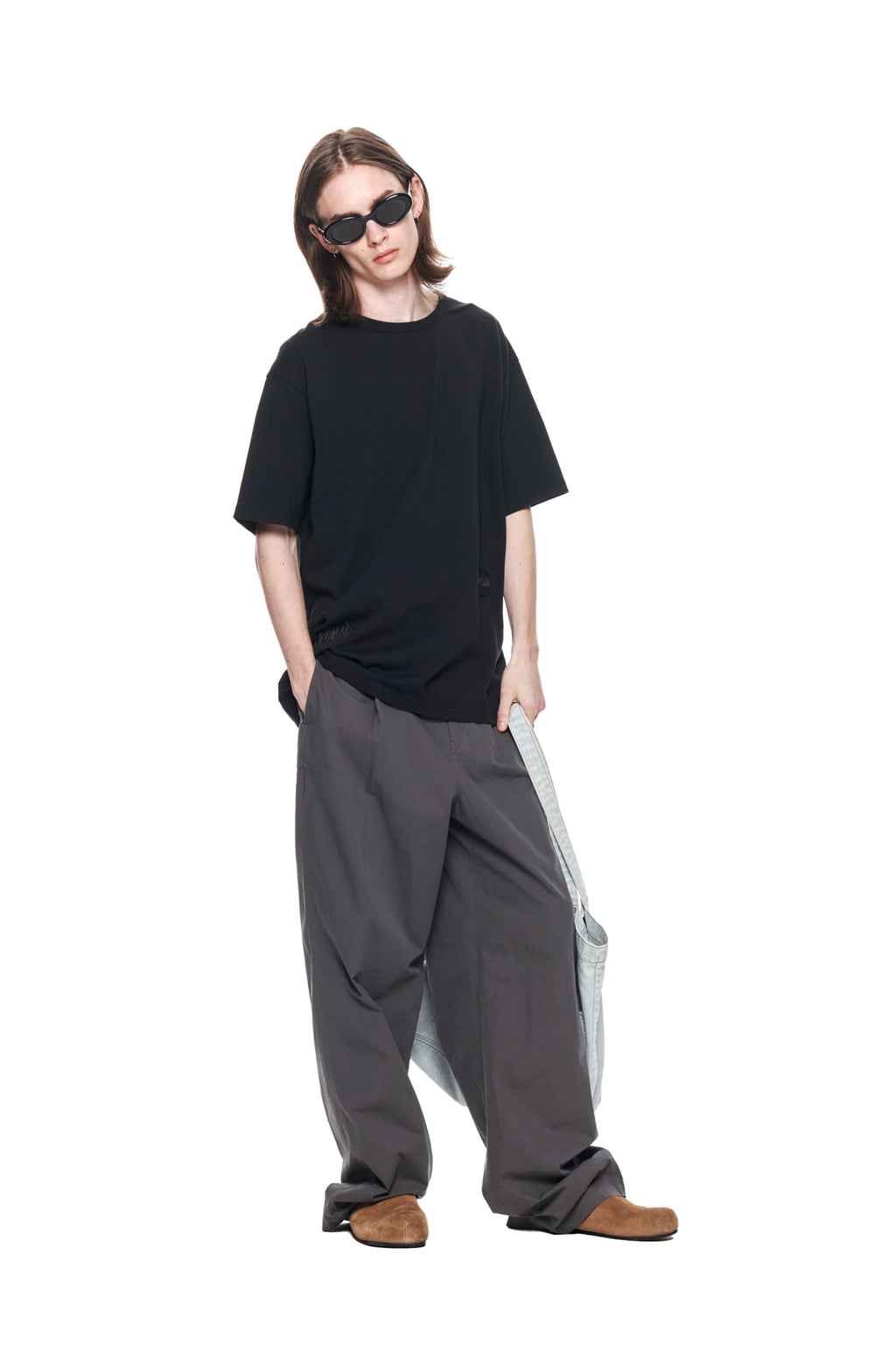 Matin Kim - Asymmetric Chino Trouser (Charcoal) product image 9 | TRAB K-Fashion Australia