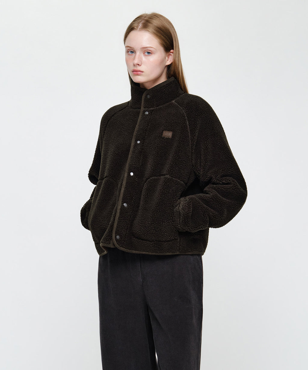 Marithe & Francois Girbaud - High Neck Fleece Jacket (Dark Brown) product image 2 | TRAB K-Fashion Australia