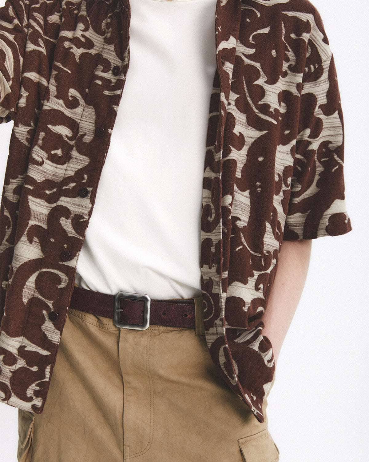 Eastlogue - Textured Collar Shirt (Brown Jacquard) product image 3 | TRAB K-Fashion Australia