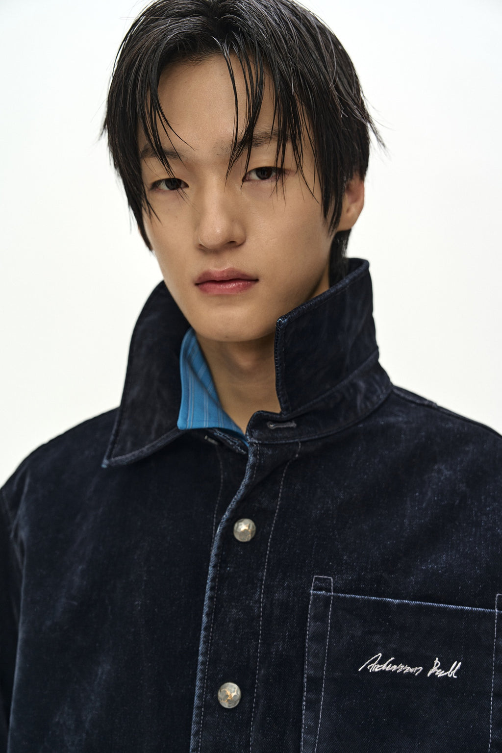 Andersson Bell - Flock Velvet Padded Shirt (Navy) product image 6 | TRAB K-Fashion Australia