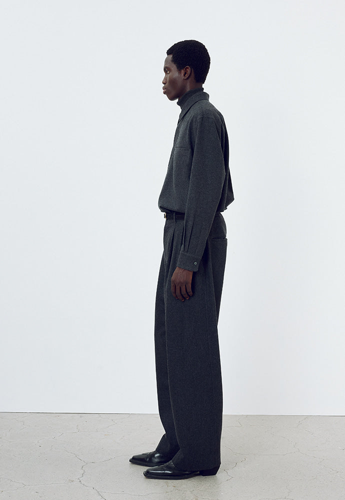 Tonywack - Virgin Wool Double-Pleats Wide Trousers (Grey) product image 2 | TRAB K-Fashion Australia