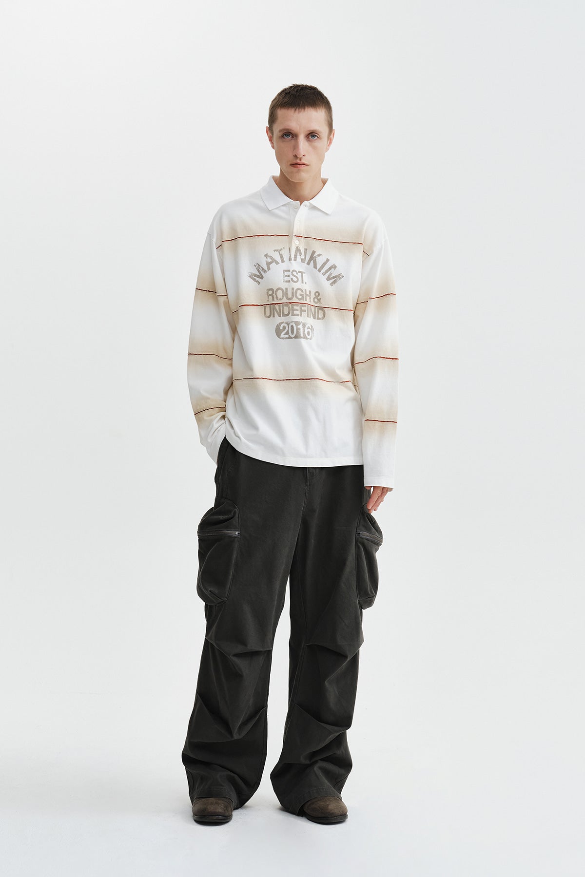 Matin Kim - Reveal Stripe Logo Collar Top (Cream) product image 11 | TRAB K-Fashion Australia
