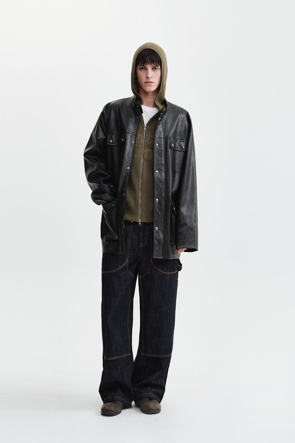 Matin Kim - Faux Leather Safari Jacket (Brown) product image 10 | TRAB K-Fashion Australia