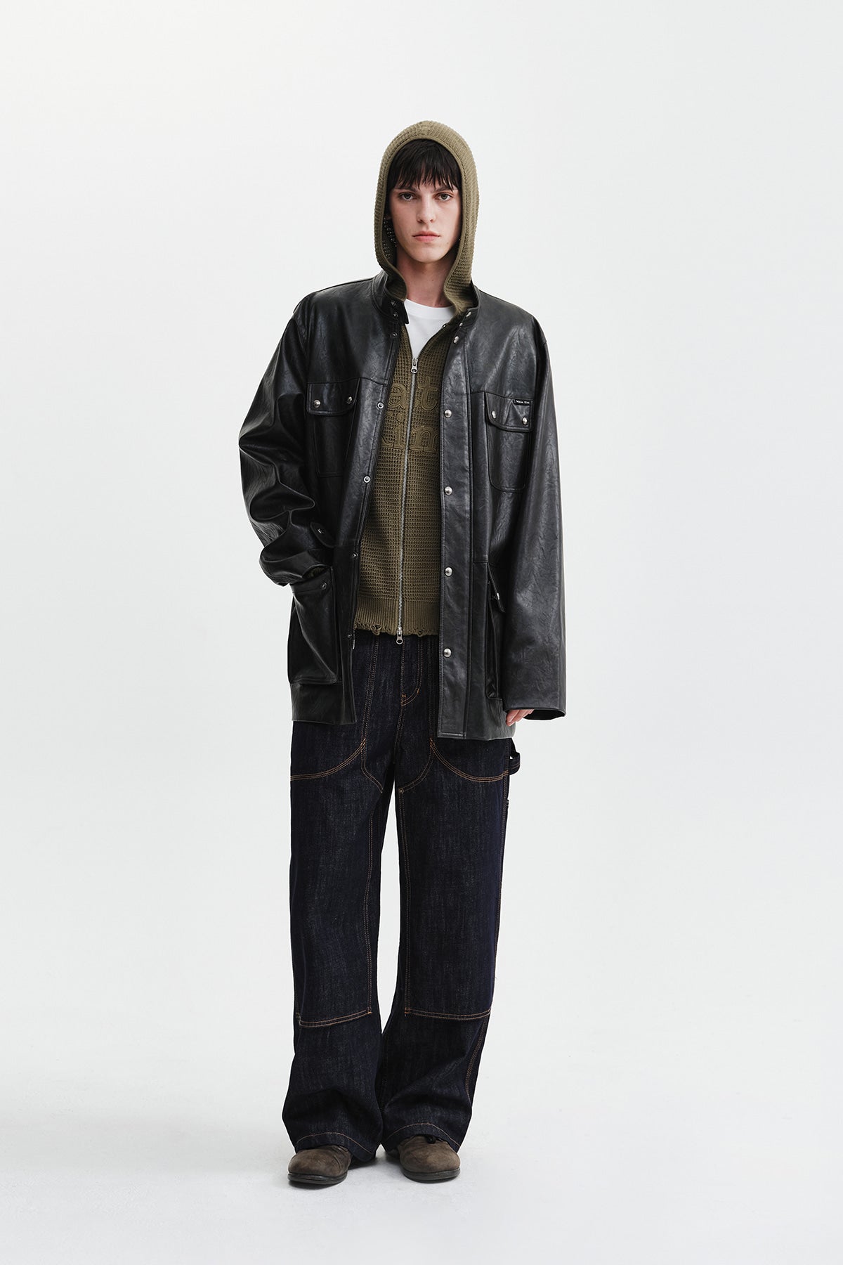 Matin Kim - Faux Leather Safari Jacket (Brown) product image 10 | TRAB K-Fashion Australia
