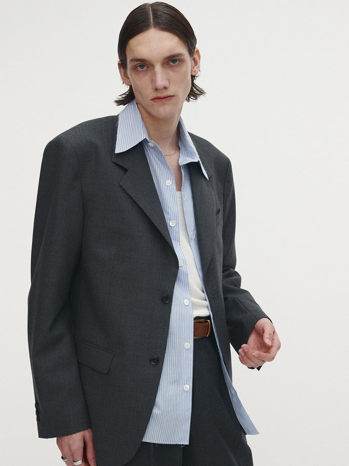 Tonywack - Virgin Wool Relaxed Tailored Jacket (Grey) product image 6 | TRAB K-Fashion Australia