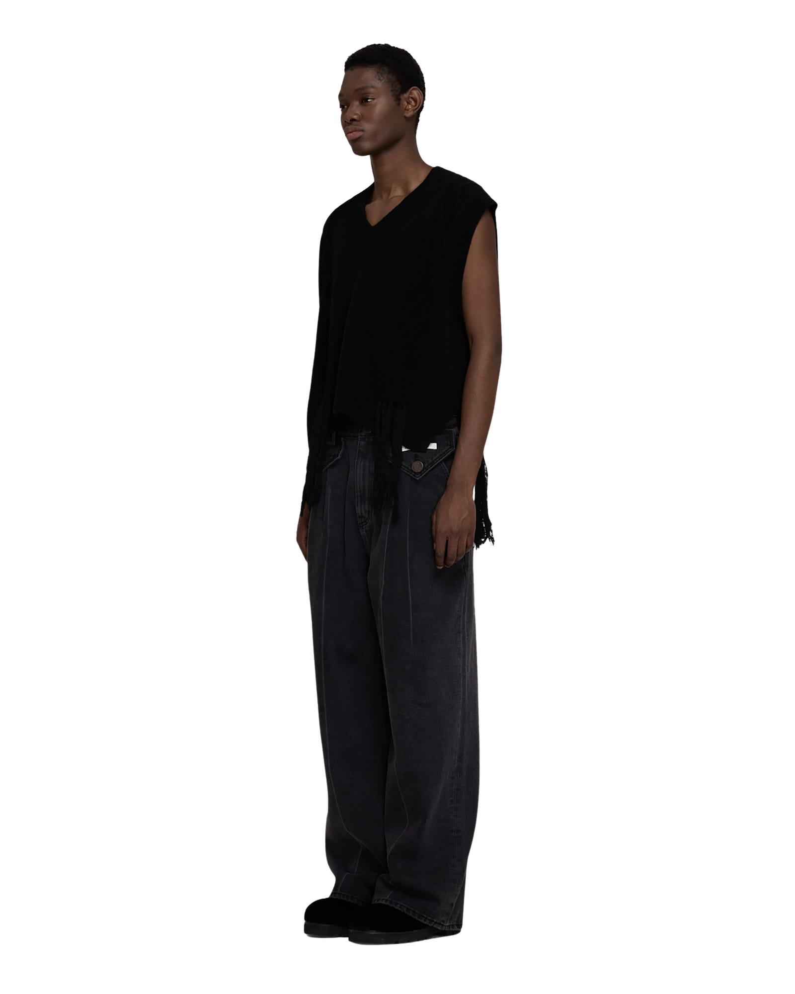 Kimhe Kim - Fringed Knit Vest (Black) product image 13 | TRAB K-Fashion Australia