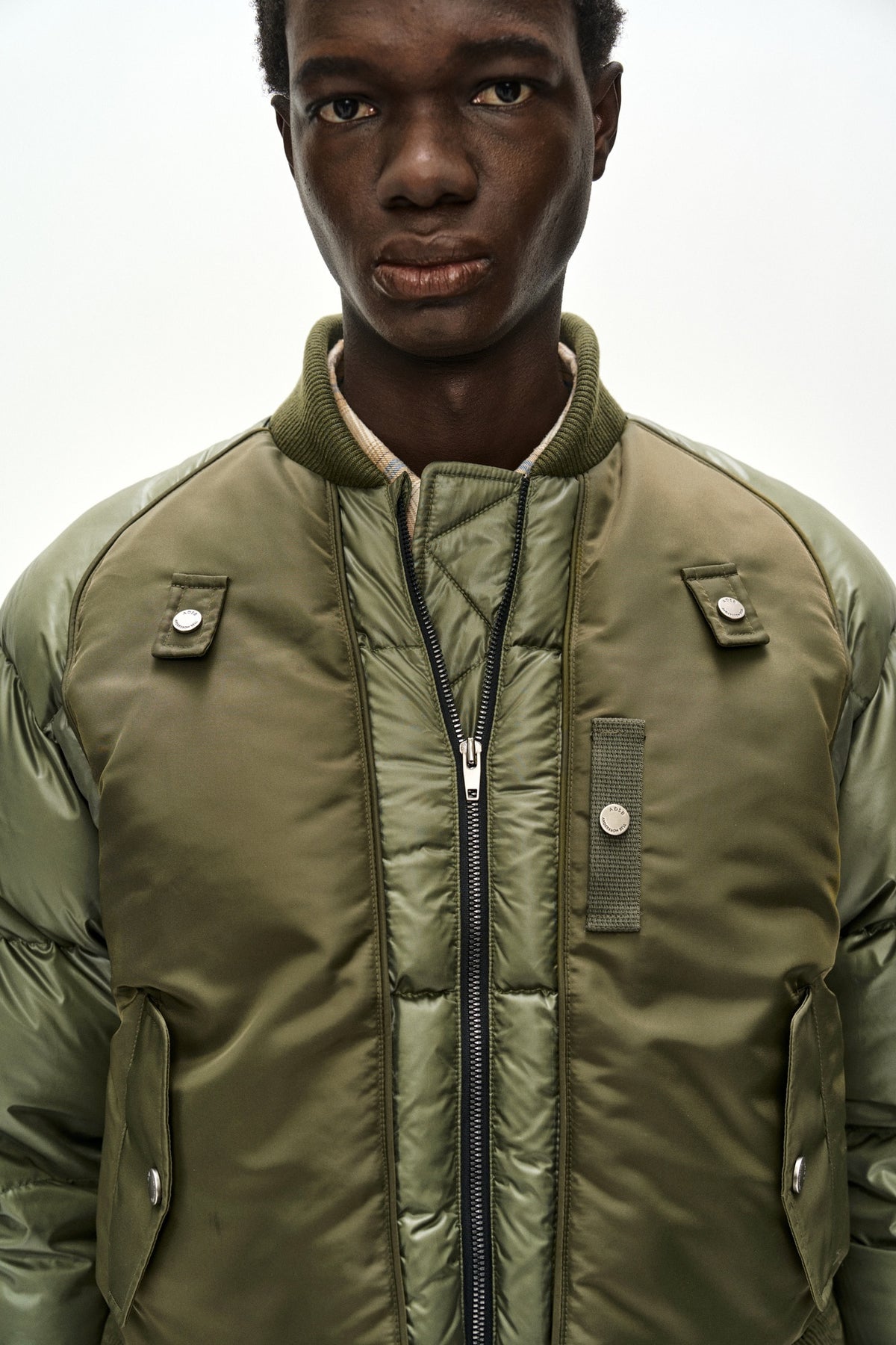 Andersson Bell - Unisex Bomber Layered Down Jacket (Khaki) product image 8 | TRAB K-Fashion Australia