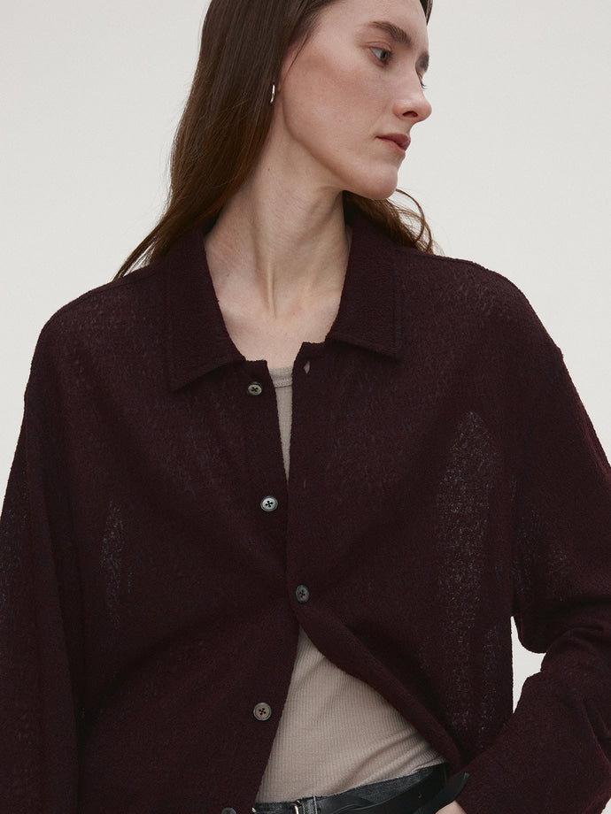 Tonywack - Textured Wool Sheer Button Blouson (Japanese Fabric) (Burnt Marron) product image 1 | TRAB K-Fashion Australia