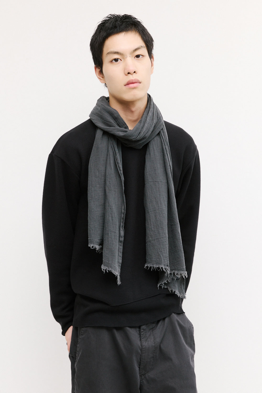 Hatchingroom - Crinkle Gauze Scarf (Dyed Grey) product image 8 | TRAB K-Fashion Australia