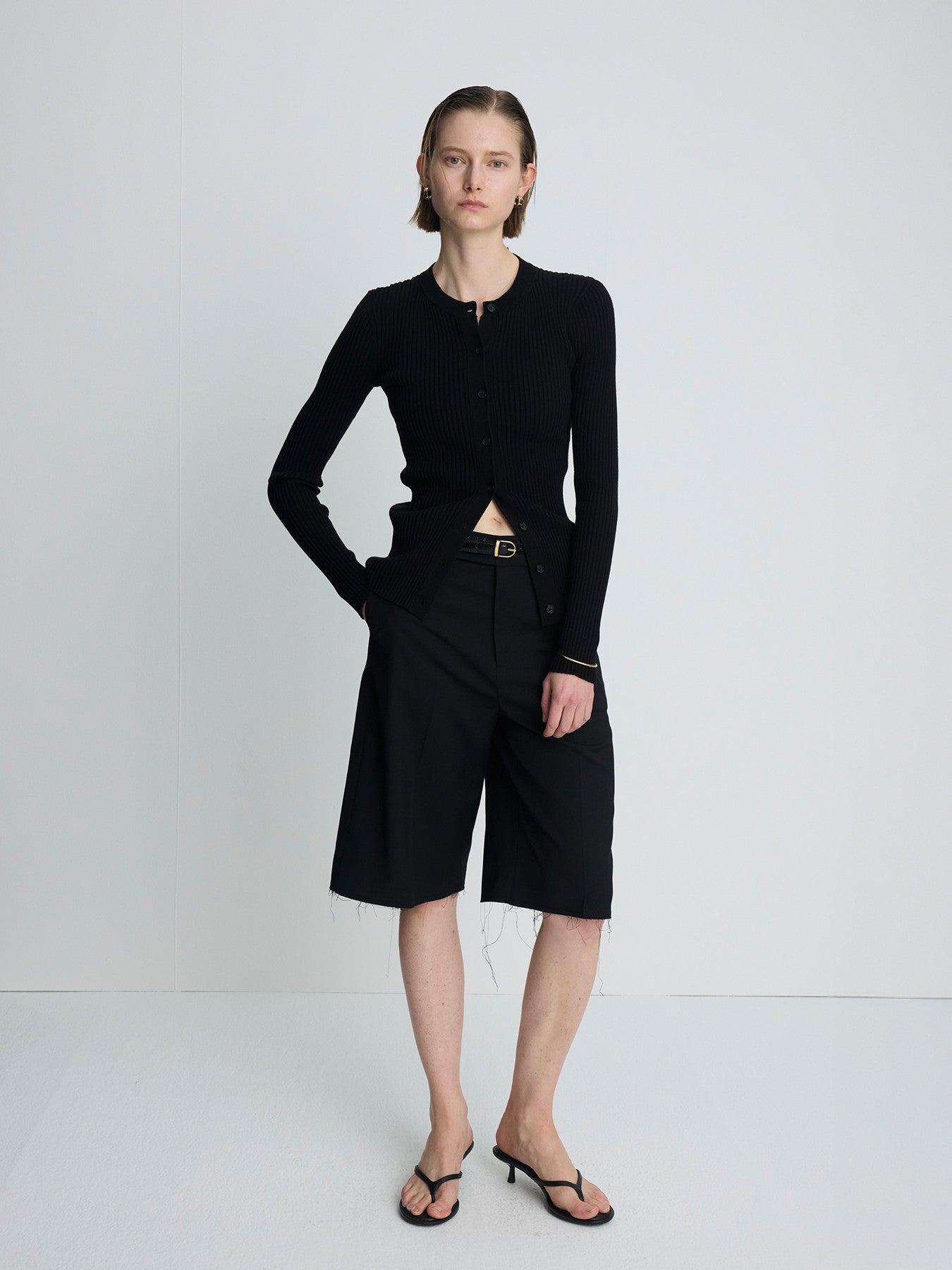 Tonywack - Raw-Cut Wool Tailored Bermuda Shorts (Black) product image 1 | TRAB K-Fashion Australia