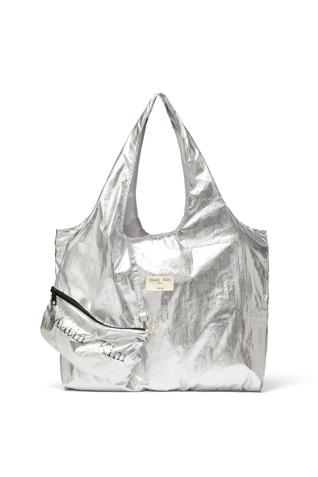 Matin Kim - Matin Cracked Logo Glossy Ecobag (Silver) product image 4 | TRAB K-Fashion Australia