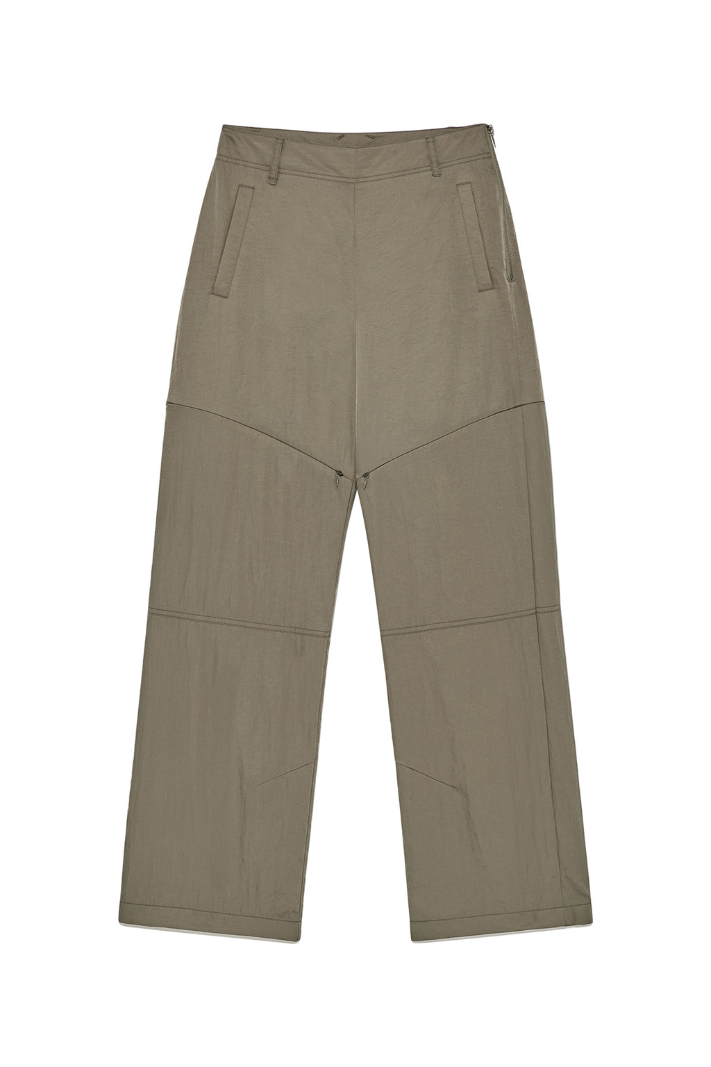Matin Kim - Zipper Detail Nylon Pants (Khaki) product image 1 | TRAB K-Fashion Australia