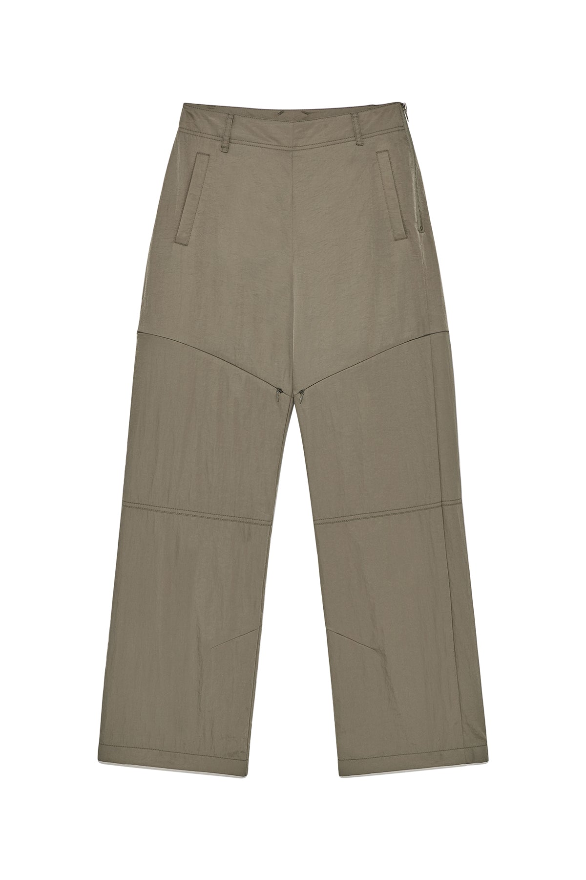 Matin Kim - Zipper Detail Nylon Pants (Khaki) product image 1 | TRAB K-Fashion Australia