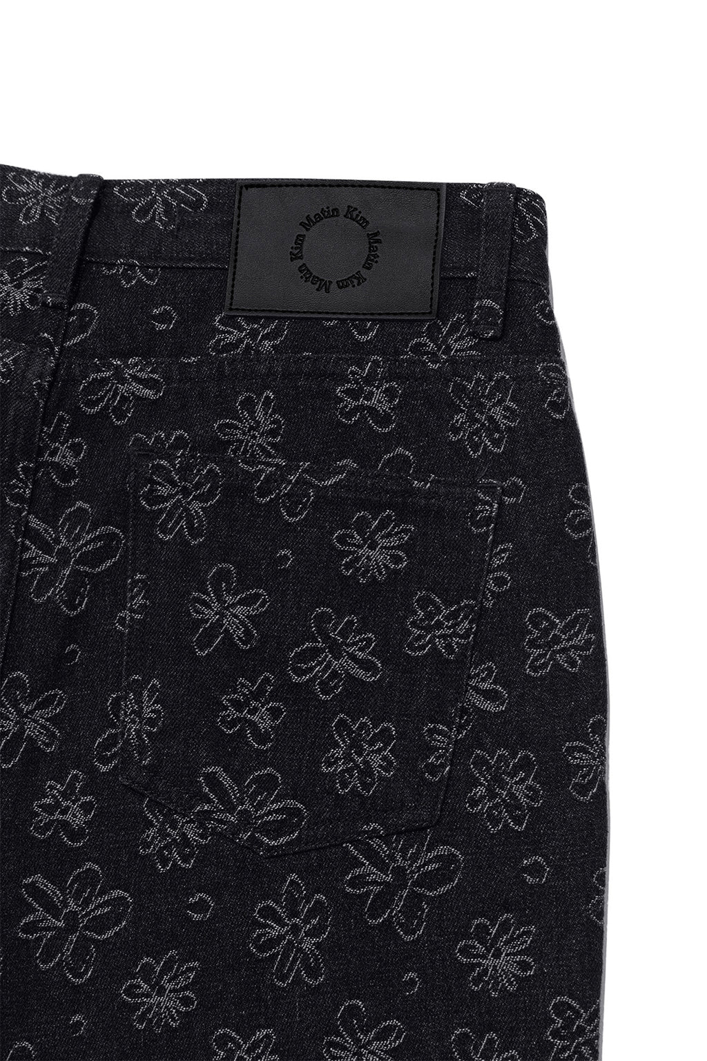 Matin Kim - Flower Pattern Flare Denim Pants (Black) product image 6 | TRAB K-Fashion Australia