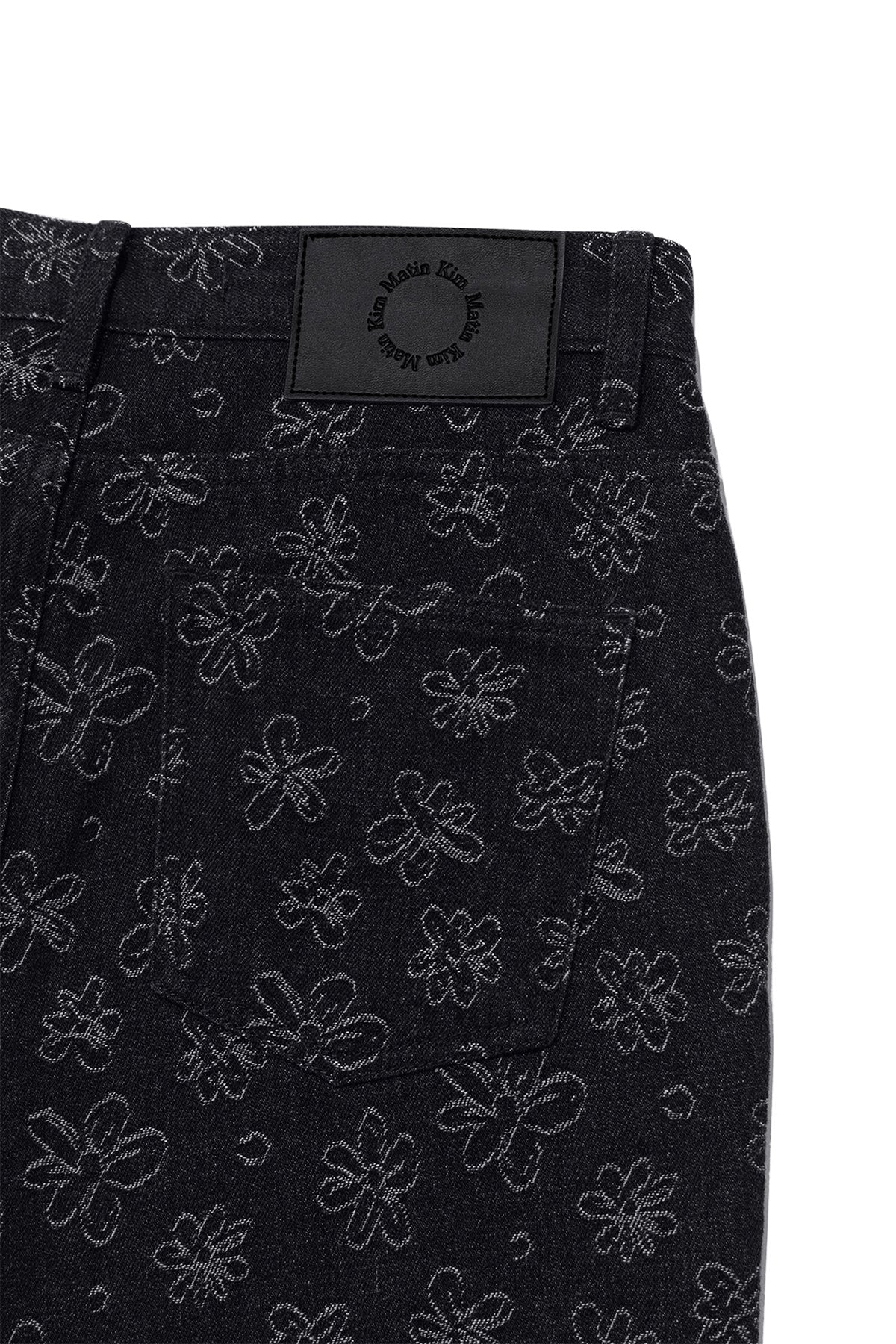 Matin Kim - Flower Pattern Flare Denim Pants (Black) product image 6 | TRAB K-Fashion Australia