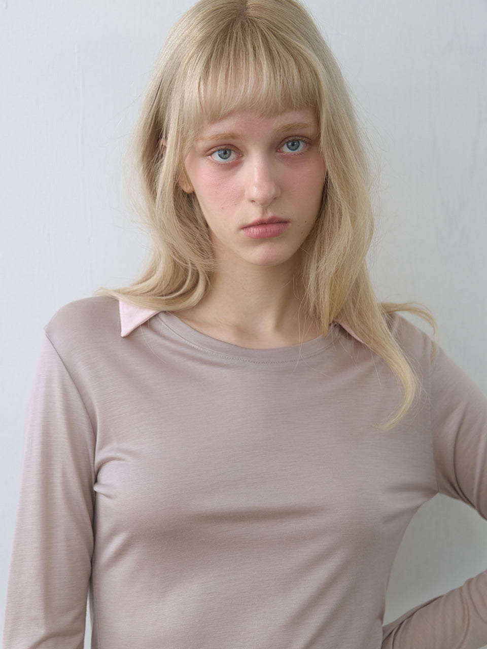 Kijun - Collar Jersey Top (Beige) product image 7 | TRAB K-Fashion Australia