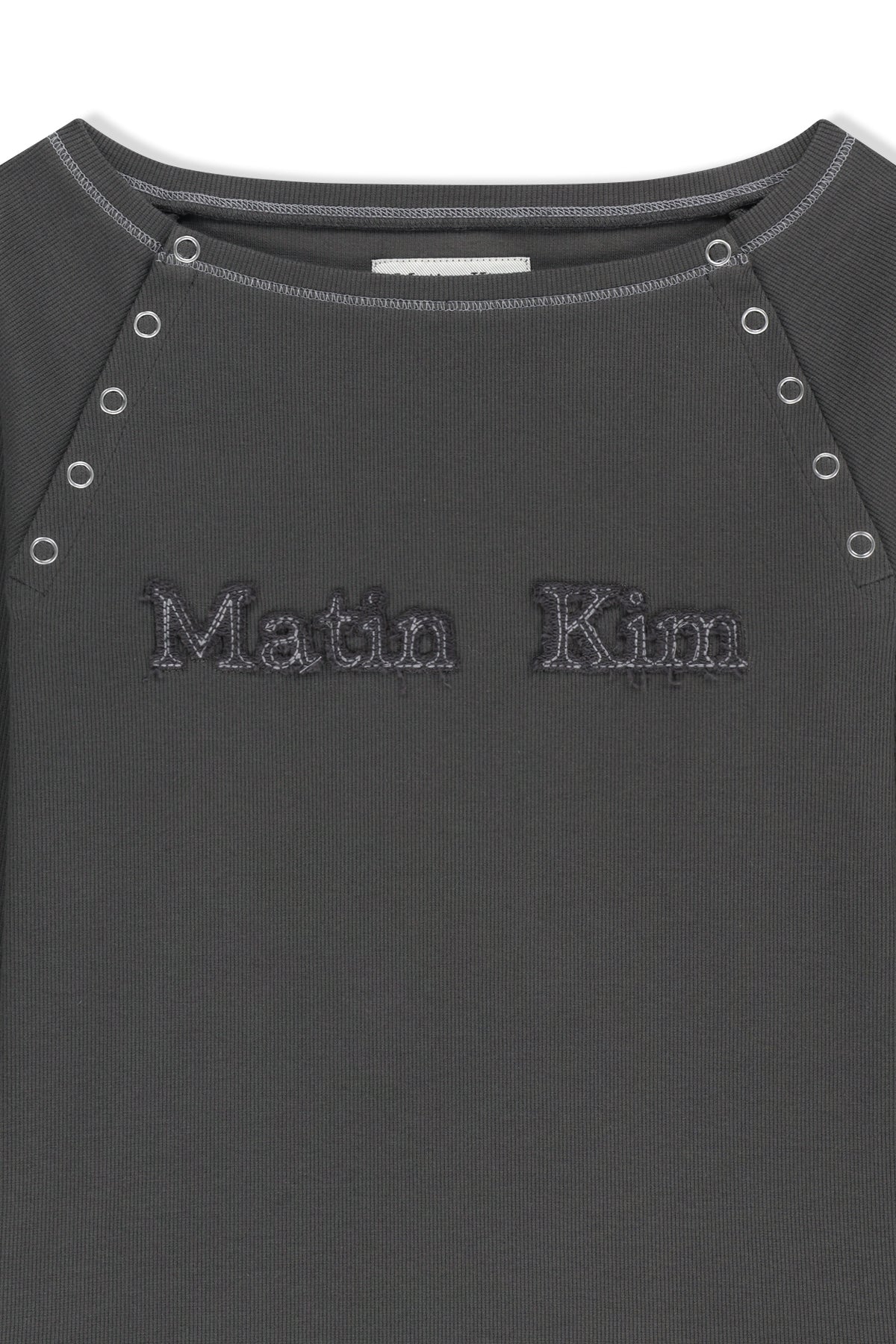 Matin Kim - Logo Applique Button Detail Raglan Top (Charcoal) product image 3 | TRAB K-Fashion Australia