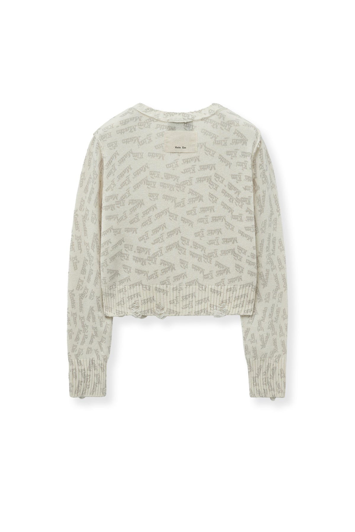 Matin Kim - All Over Logo Crop Cardigan (Ivory) product image 3 | TRAB K-Fashion Australia