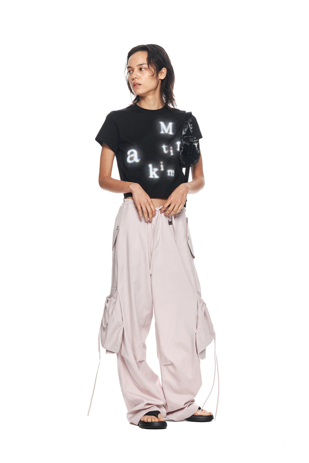 Matin Kim - String Point Big Pocket Cargo Pants (Light Pink) product image 9 | TRAB K-Fashion Australia