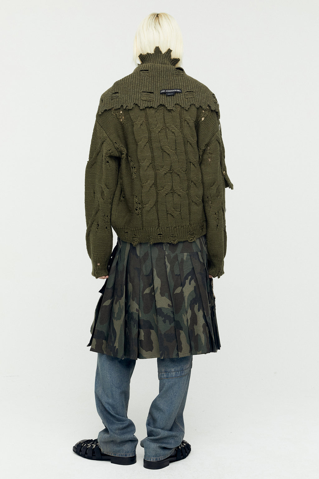 Andersson Bell - Fisherman Button Crew-Neck Sweater (Khaki) product image 2 | TRAB K-Fashion Australia