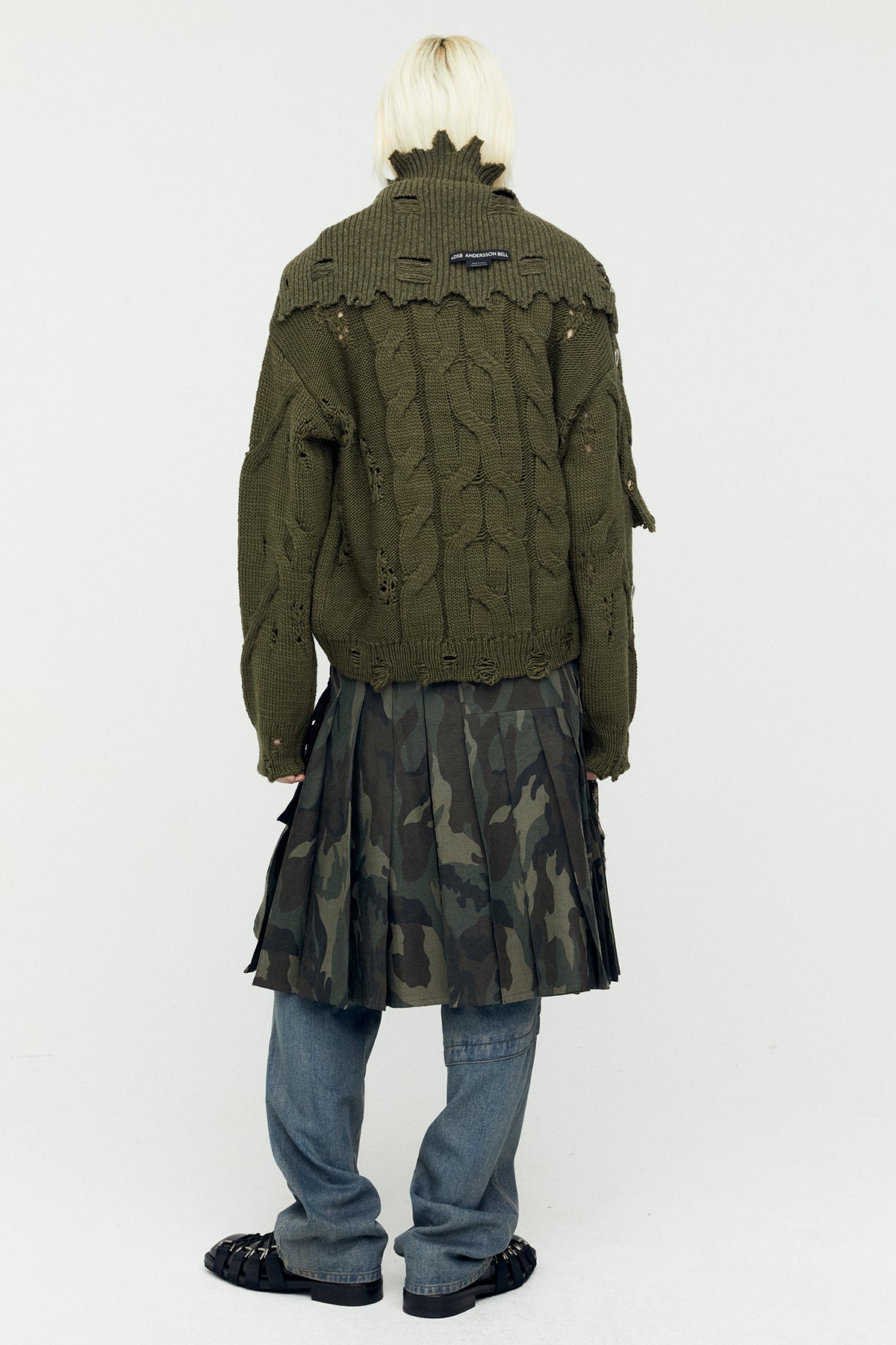 Andersson Bell - Fisherman Button Crew-Neck Sweater (Khaki) product image 2 | TRAB K-Fashion Australia